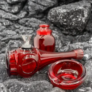 Gothic Red Glassware w/ Ashtray & Glass Jar